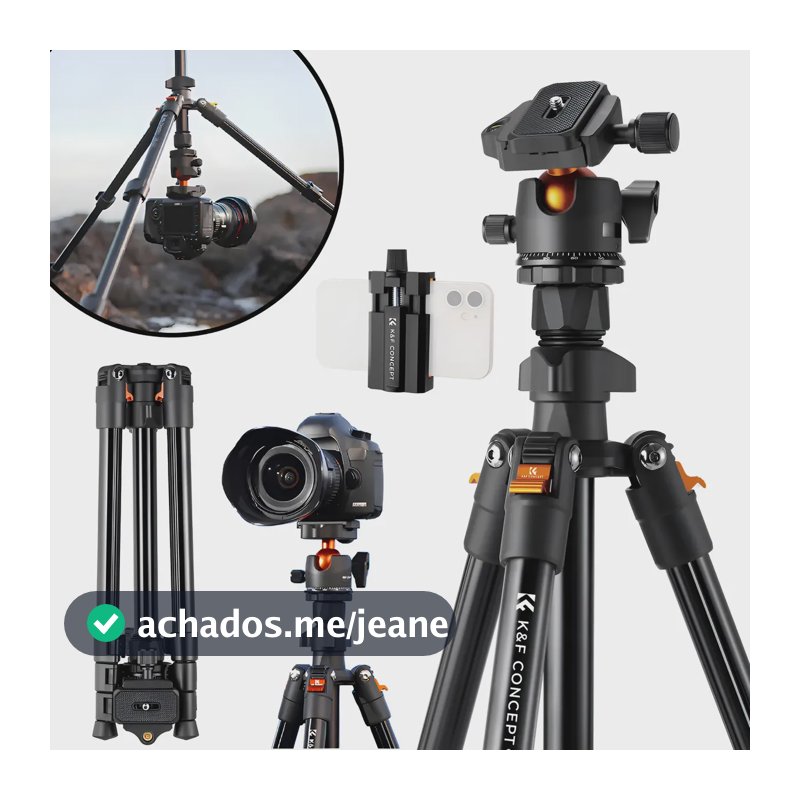Tripé Portatil Profissional K&f Concept 1,60m Câmeras Dslr