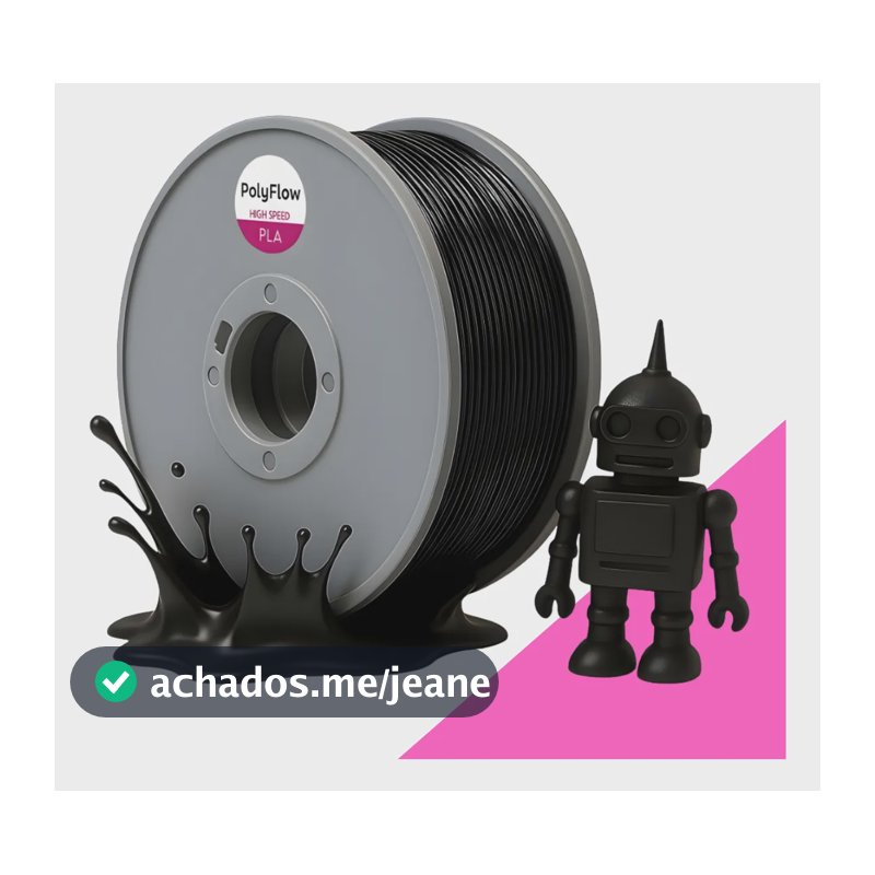 Filamento 3d Pla 1,75mm Polyflow 1kg - Premium High Speed Preto
