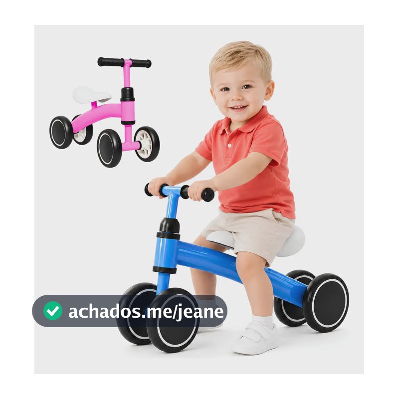 Bicicleta De Equilíbrio Infantil Sem Pedal Cor Rosa Andador Azul