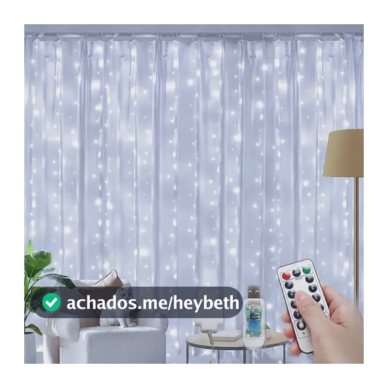 300 Leds 3x3 M Usb Luz De Cortina Decoraçãoluzes Natal Branco-frio 127/220v