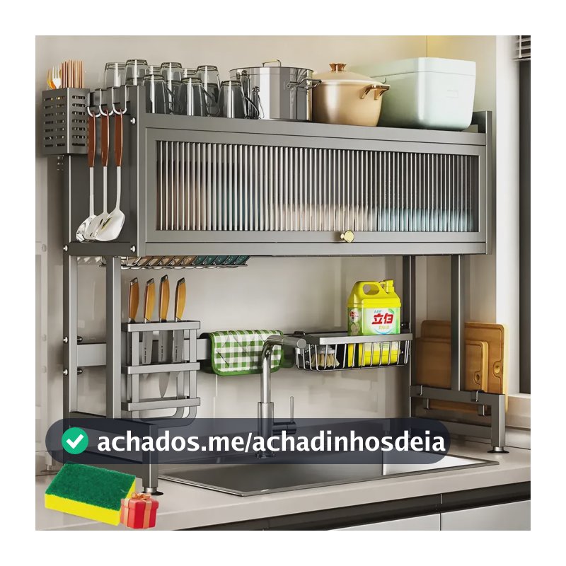 Escorredor De Pratos Louça Preto Cozinha Suspensa 65cm 18pçs Preto