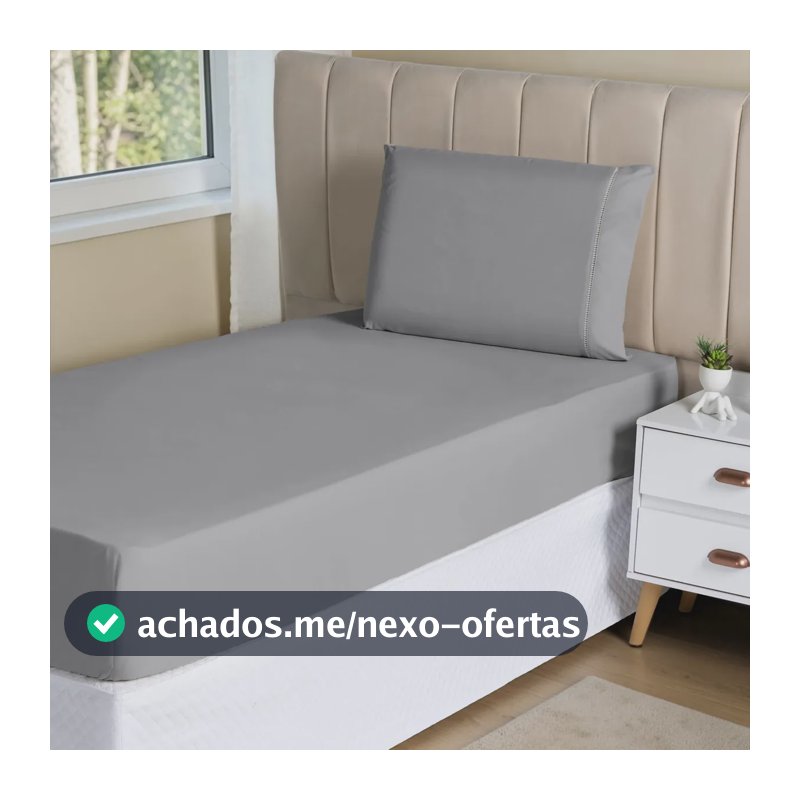 Jogo Lençol 2 Peças Solteiro Hipercal 400 Fios Leve Luxo Cor Cinza Desenho Do Tecido Liso