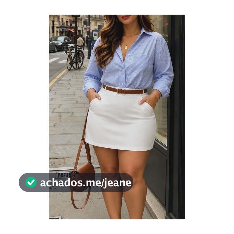 Short Saia Alfaiataria Plus Size Bolso Cintura Alta Social Off White G2-48/52