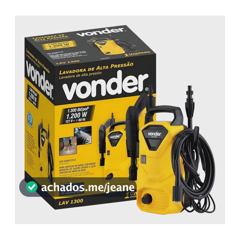 Lavadora Alta Pressão Profi 1300w Vonder Lav1300 Tipo Vap Cor Amarelo Frequência 60 Hz