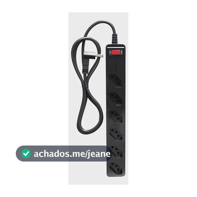 iCLAMPER Energia 6 Tomadas LCF Preto Filtro de Linha e Protetor Elétrico DPS Bivolt