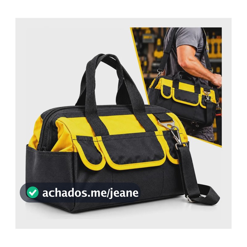 Bolsa Ferramentas Reforçada Eletricista Mochila Alça 14pol Amarelo