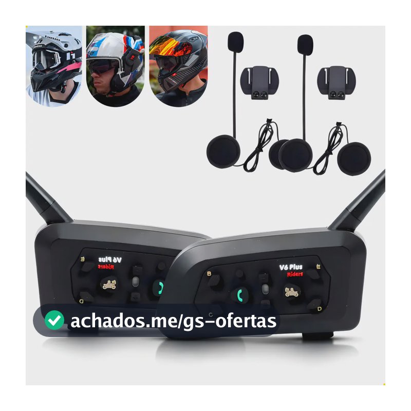 Intercomunicador V6 Plus Bluetooth 5.2 Capacete Moto Par 2un