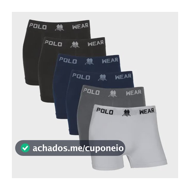 Kit 6 Cuecas Boxer Sem Costura Polo Wear Microfibra