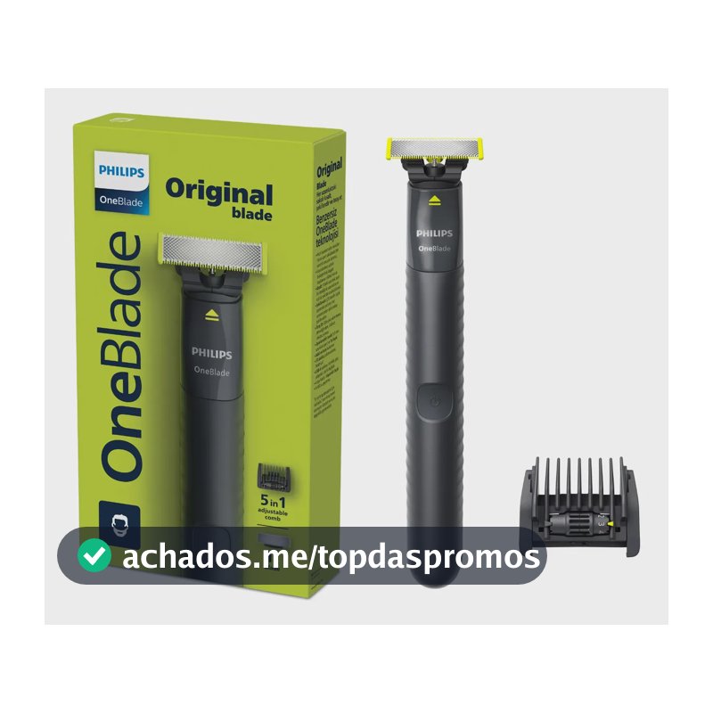 Barbeador e Aparador Elétrico Philips OneBlade com Pente 5 em 1, Sem Fio e À Prova D'Água - QP1425/10