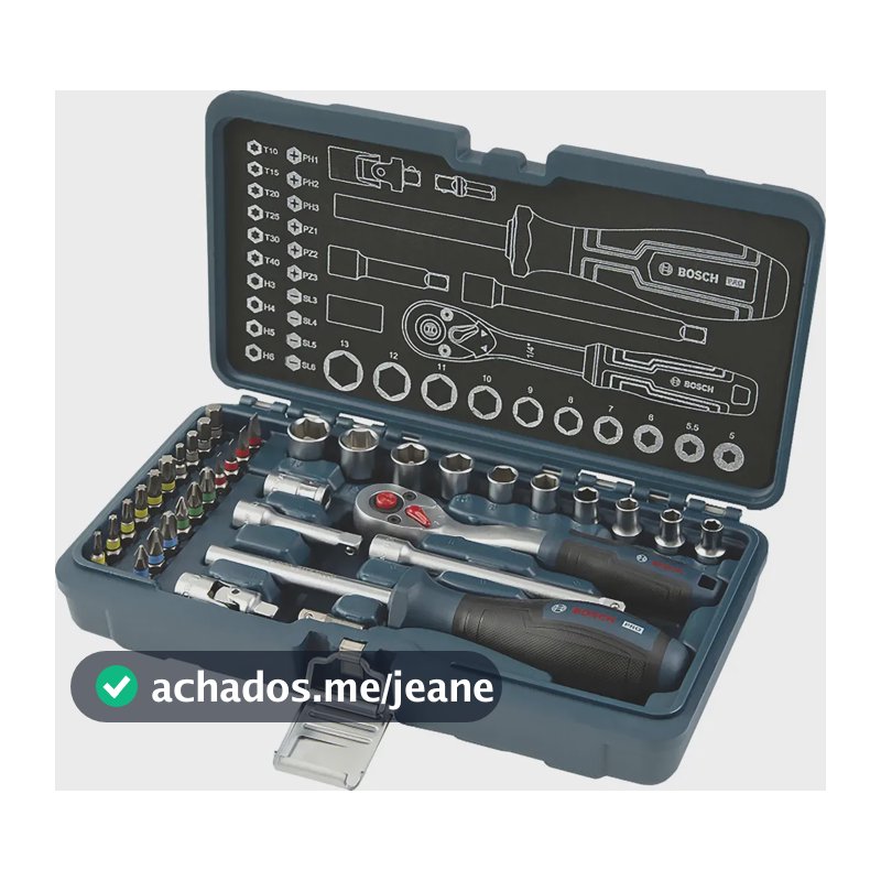 Conjunto de soquetes 1/4 Bosch 35 unidades