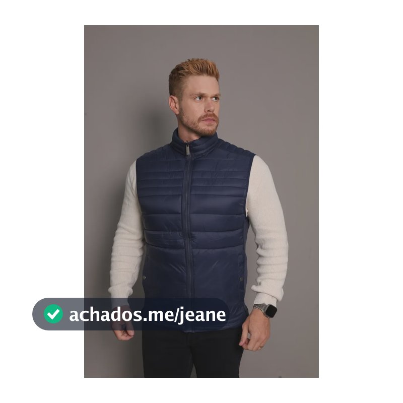 Colete Dulpa Face Masculino Puffer Gominho Zíper Frio Campos Azul-marinho M