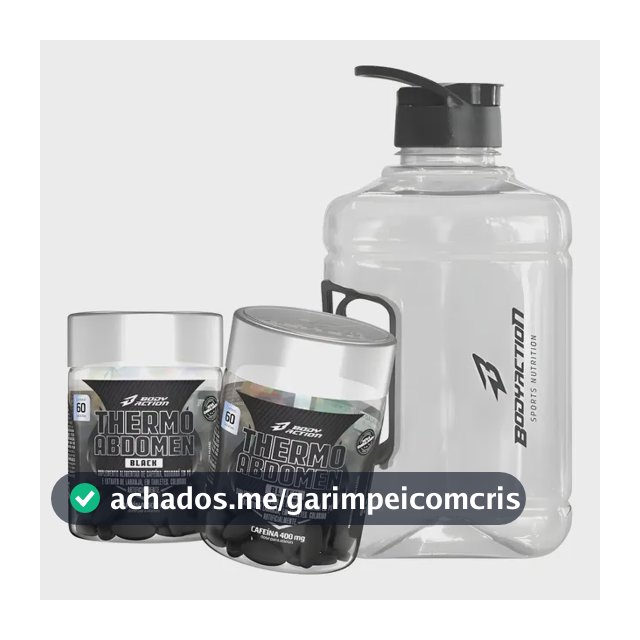 Kit 2x Thermo Abdomen Black 60 Comp 400mg Cafeína + Galão Sabor Sem sabor