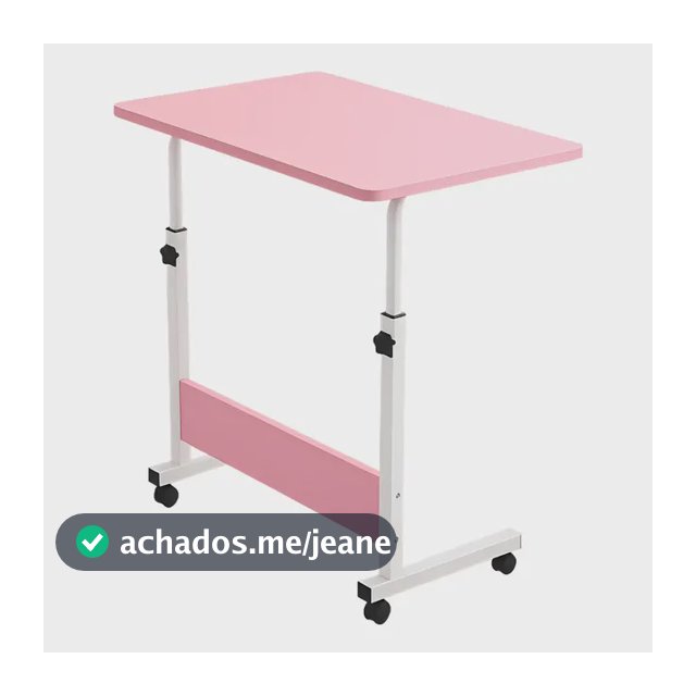 Mesa Lateral Ergonômica Multiuso Com Altura Regulavel E Rodinhas Mesinha Notebook Laptop Cama Sofá Ajustavel Cor rosa Luvinco