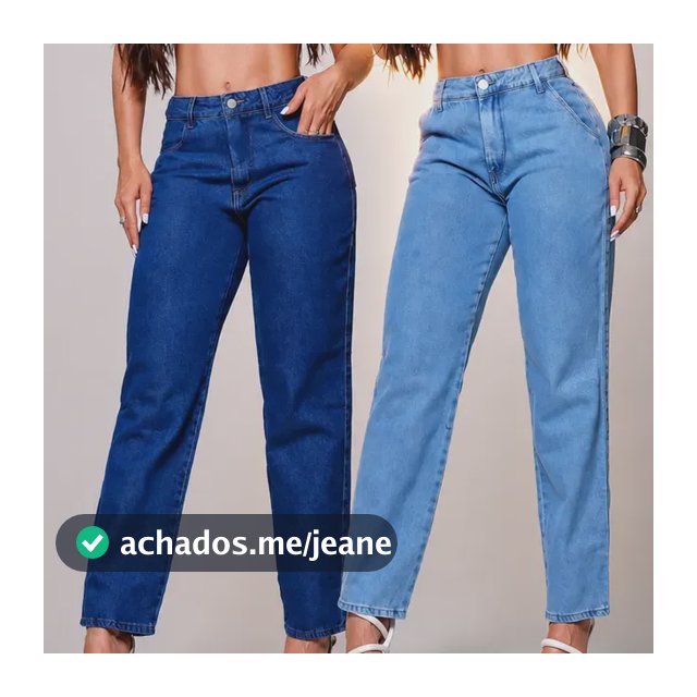 Kit 2 Calcas Jeans Mom Feminina Cintura Alta Blogueira Moda