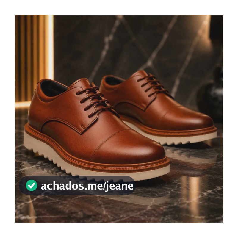 Sapato Social Masculino Gugi Oxford Confortável 5401-gg Marrom Caramelo 40 Br