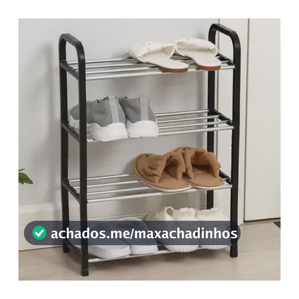Sapateira Organizador Estante Sapateira 8 Pares Preto Plástico Aço