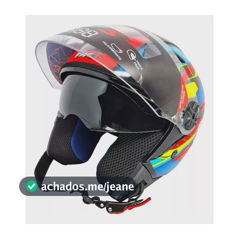 Capacete Aberto FW3 X OPEN Fox Laranja com Óculos Interno para Adultos