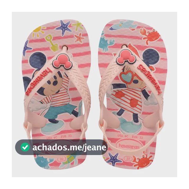 Chinelo Bebê Havaianas Baby Disney Classics Com Elástico