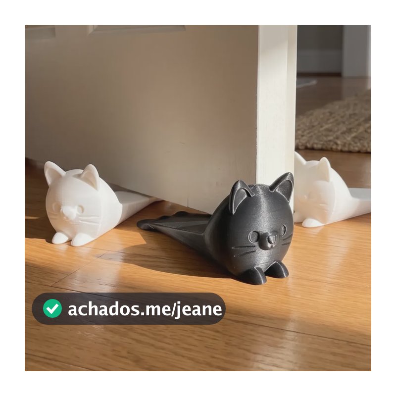 Kit 2 Suporte Trava Porta Gatinho Aparador Peso De Porta Branco