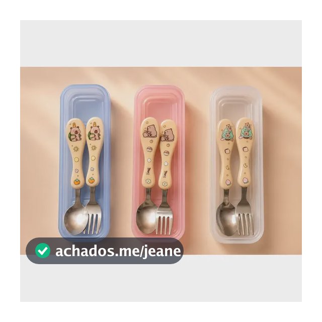 Kit Talheres Baby Infantil Colher E Garfo Inox Com Estojo