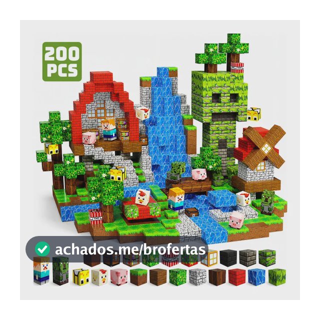 Kit De Blocos De Montar Magnéticos Infantil 100 Ou 200 Peças 200