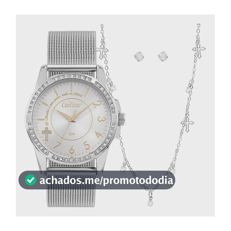 Kit Relógio Condor Aço Prata Modelo CO2035NTXK4K Feminino