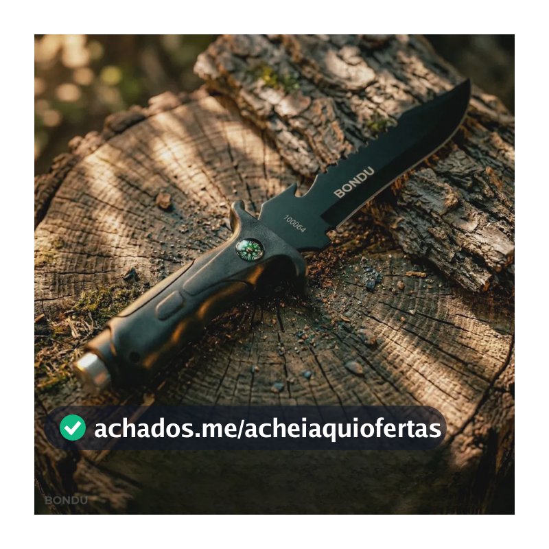 Faca Tática Pescador Lâmina Afiada Aço Inox Corta Limpa Peixe Churrasco Com Bainha + Quebra Vidro - Bondu