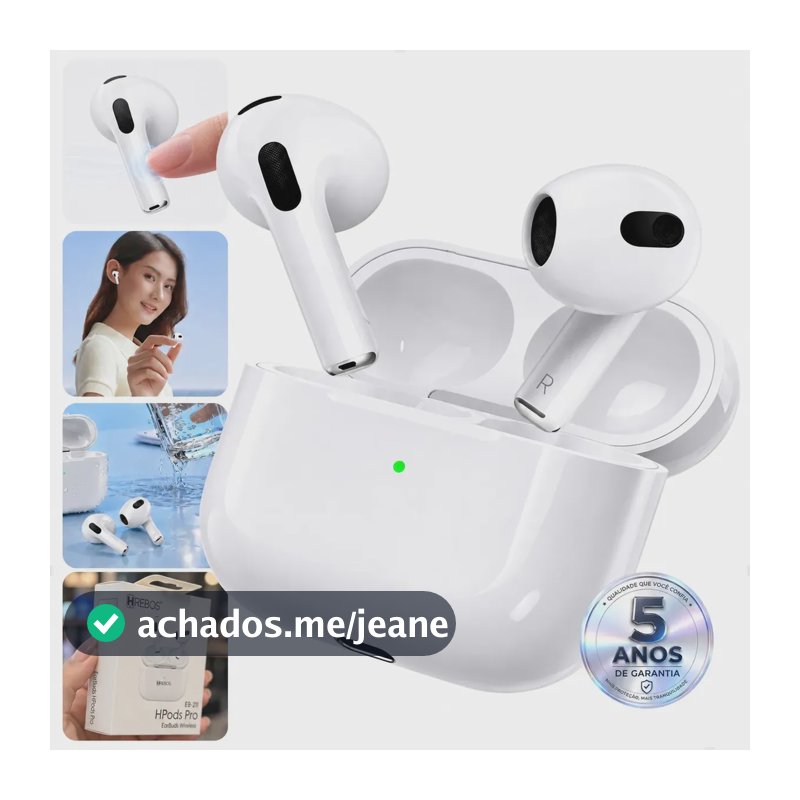 Fone de Ouvido Bluetooth 5.4 Tws Sem Fio com Microfone HD Anti Ruido A Prova D'água Compatível iPhone Samsung Xiaomi Motorola Redmi Android iOs Para Esporte Academia Trabalho Game