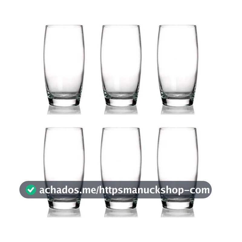 Kit 6 Copos Oca Nadir 300ml Vidro para Água e Suco