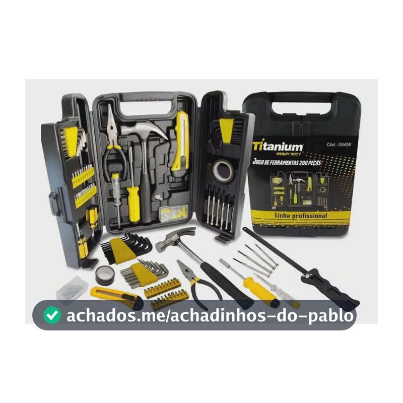 Kit Ferramentas 200 Peças c/ Maleta Titanium - Chaves, Alicates, Martelos, Serra - Aço Carbono - DIY Oficina Casa
