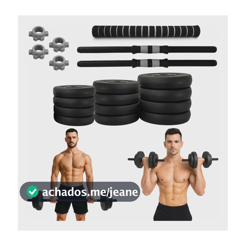 Conjunto Halteres Kit Ajustável 20kg Musculação Cor Preto