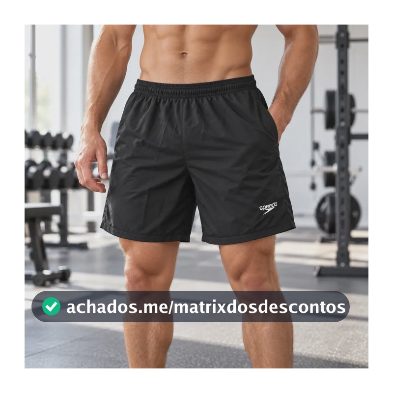 Bermuda Masculina Speedo Preta Academia Futebol Corrida Preto Lisa Gg