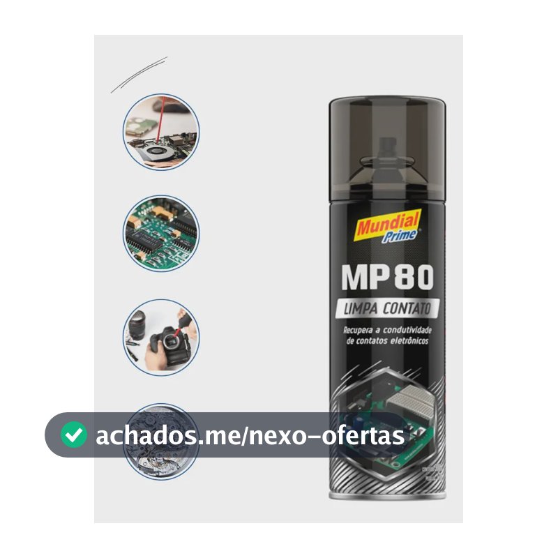 Spray Limpa Contato Mp80 Mundial Prime 300ml P/ Eletrônicos