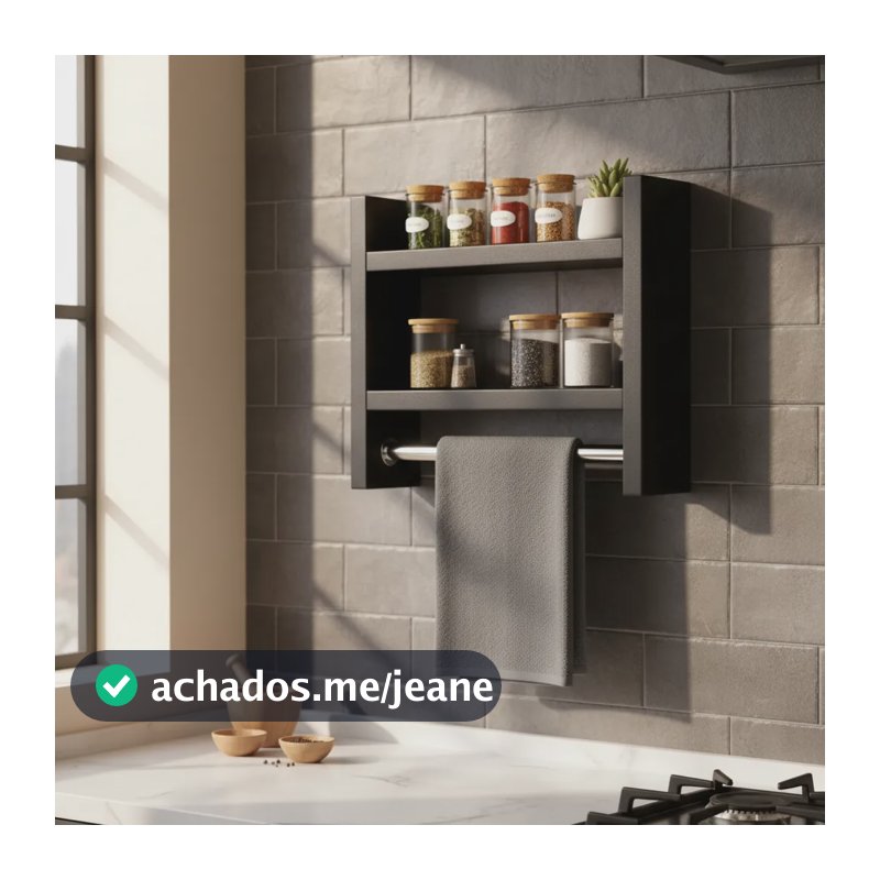 Porta Temperos E Condimentos Prático E Organizado 40cm Preto