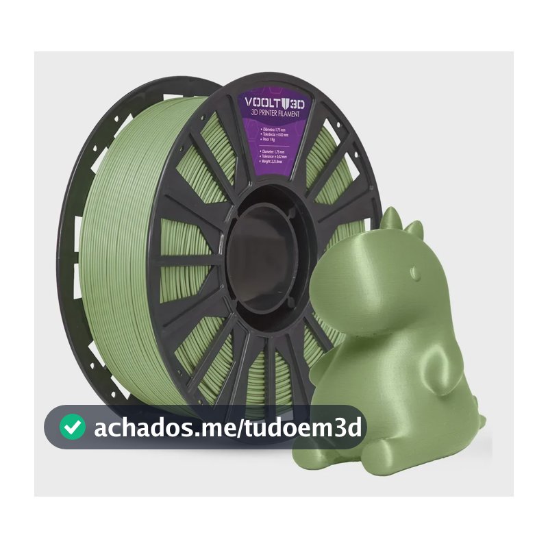 Filamento Pla Verde Oliva Musgo Velvet 1Kg Voolt3D Aveludado Produto Brasileiro Peças Impressas