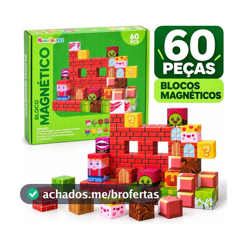 Blocos De Montar Magnético 60 Peças Criativo Mundo De Cubo Construção 3d Infantil Educativo Brinquedo Nanotoyzzz Personagens Classic