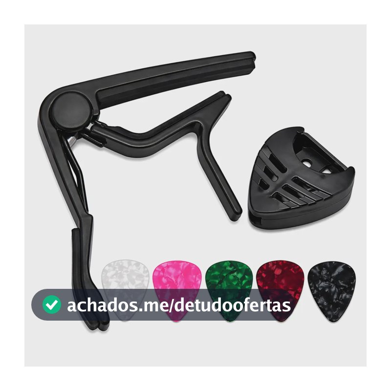 Kit Capotraste Pestana Braçadeira Violão Guitarra Ukulele + Porta Palhetas + 5 Palhetas Bertô