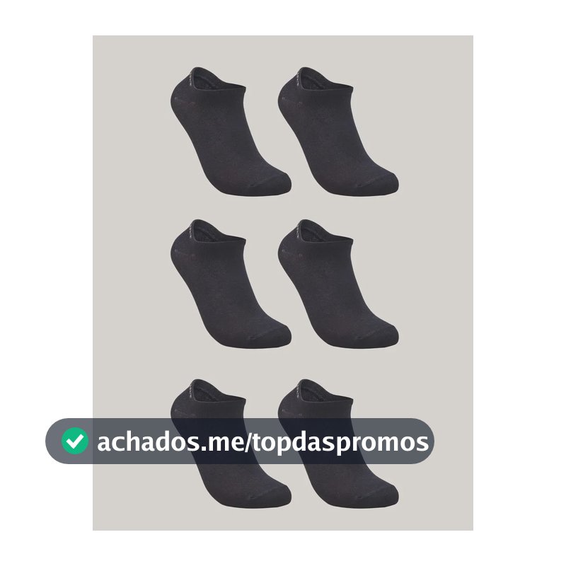 Kit De 6 Pares De Meias Masculino E Feminino Sapatilha Lupo Preto Liso 41-44