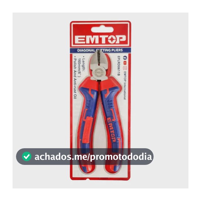 Alicate de Corte Lateral Diagonal 6" EMTOP Cabo Ergonômico Aço carbono forjado e temperado