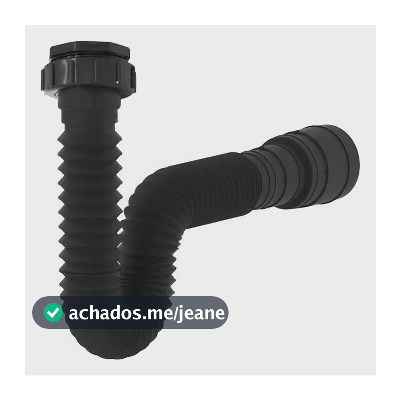 Sifão Sanfonado Preto Delflex Flexível Para Pia Cozinha/Banheiro PVC