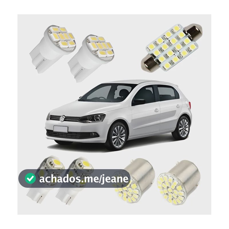Kit Lampadas Led Gol G2 G3 G4 G5 G6 G7 Pingo Teto Placa Ré Gol Voyage - Branca