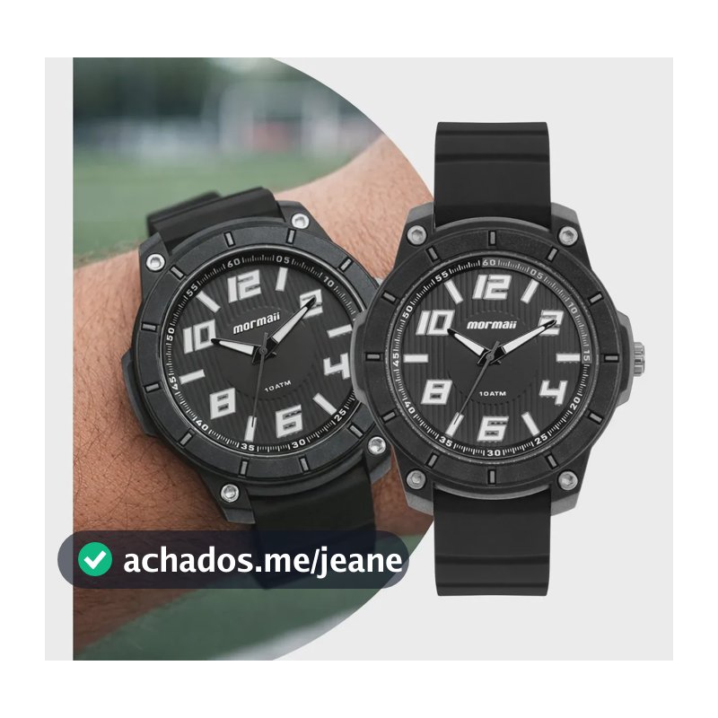 Relógio Analógico Mormaii Masculino Preto, com Pulseira de Silicone e Resistência à Água 100m
