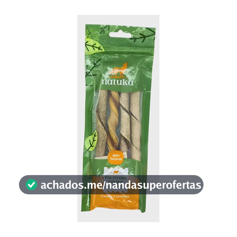 Mordedor Natural Pele Bovina Palitinho Para Cães - Natuka Natuka