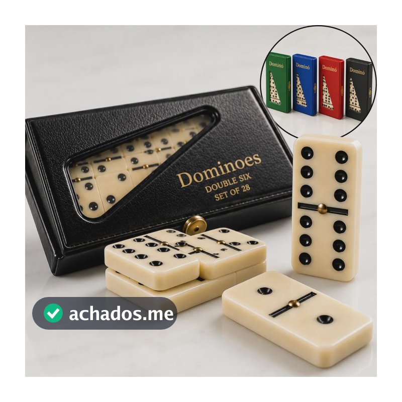 Jogo Dominó Profissional Osso 28 Peças Grossas 9mm Estojo