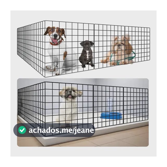 Cercado Pet Dobrável Bertelli para Cães e Gatos, Modular de Aço Preto com 6 Módulos de 40x40cm