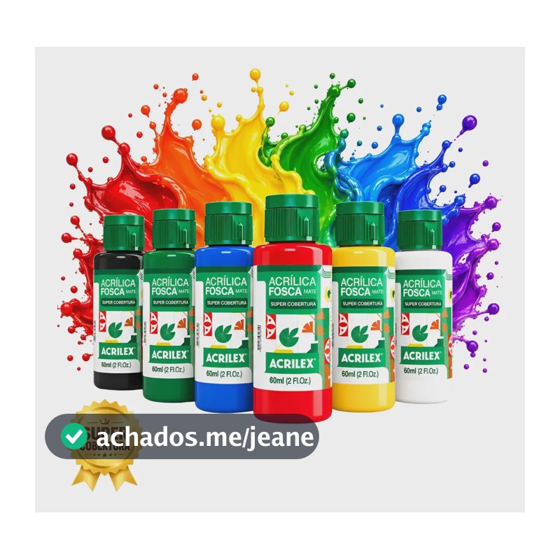 Tinta Acrílica Fosca Acrilex Artesanato Kit 06 Cores 60ml 3d 6 Cores