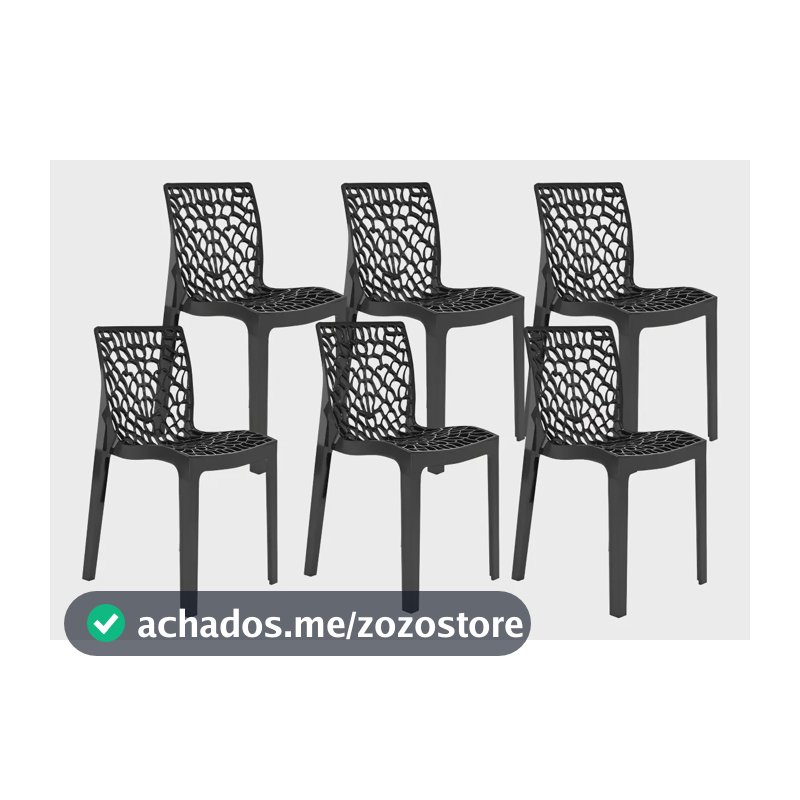 Conjunto De 6 Cadeiras Gruvyer Pretas Para Escritório/sala De Jantar E Área Gourmet