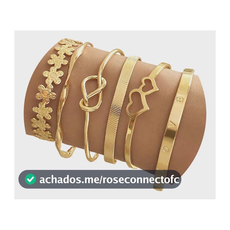 Conjunto De 6 Pulseiras Femininas Banhadas A Ouro 18k Luxo Dourado