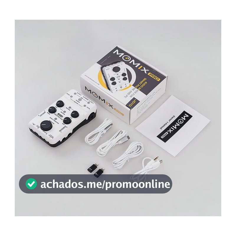 Interface de Áudio Joyo Momix Pro USB 2.0 4 Entradas 2 Saídas Branco