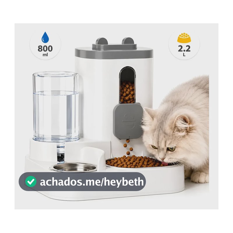 Comedouro E Bebedouro Automático Duplo Para Cães E Gatos 110/220 Cinza